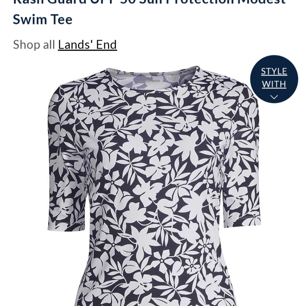 Land's End Short Sleeve Rash Guard- Medium Long(Tall)